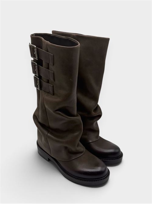 Biker in pelle testa di moro con 3 fibbie IL LACCIO | FARAH52TEXT.MORO
